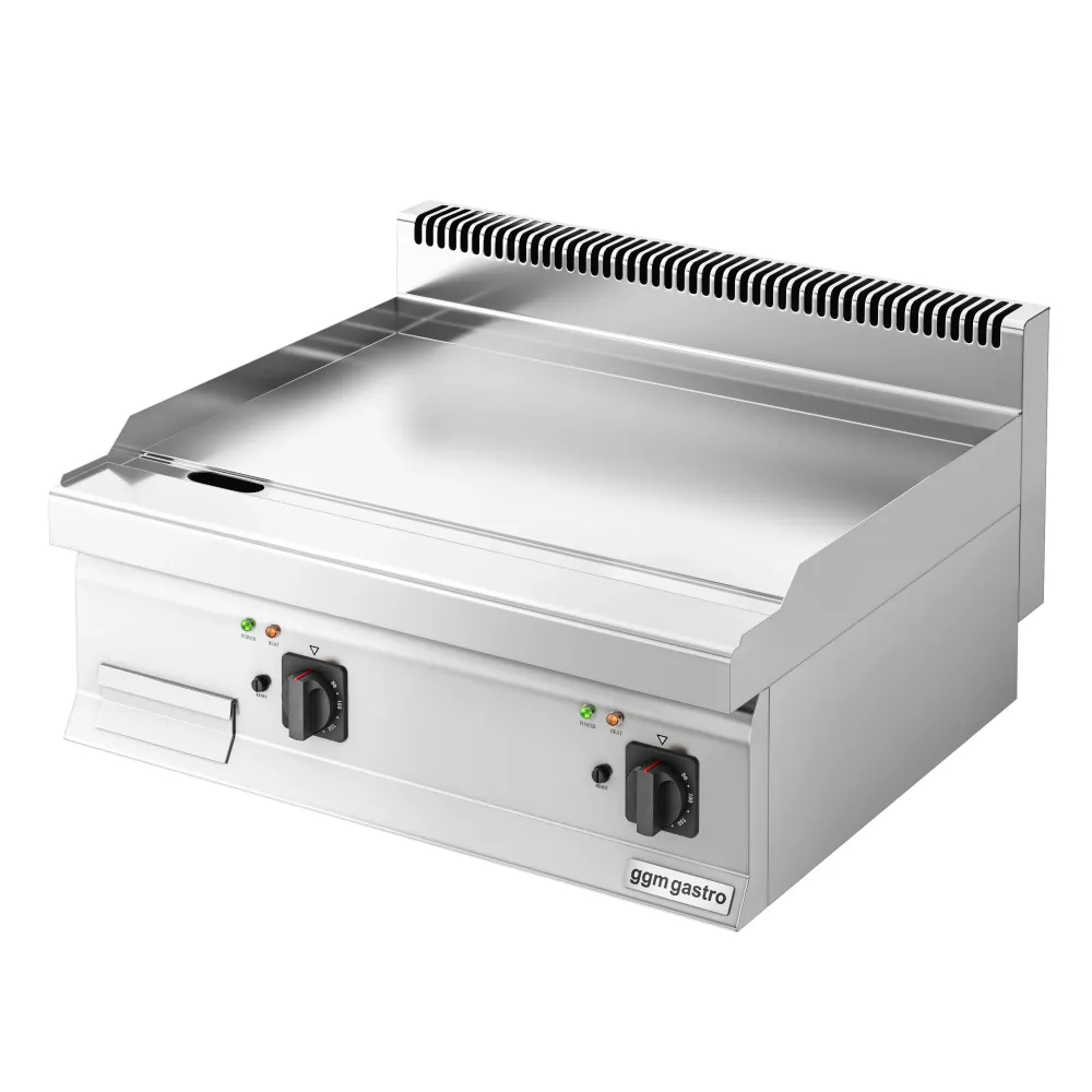 Професионална Електрическа плоча за печене (fry-top) - 9kW - Гладка - Площ за готвене: 595x500mm