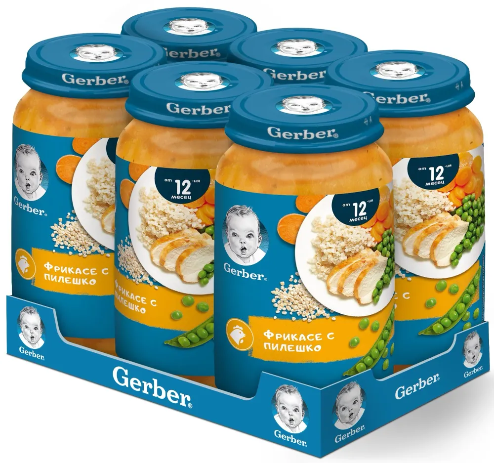 Gerber Ястие Фрикасе с пилешко,от 12-ия месец, 6 x 250 гр