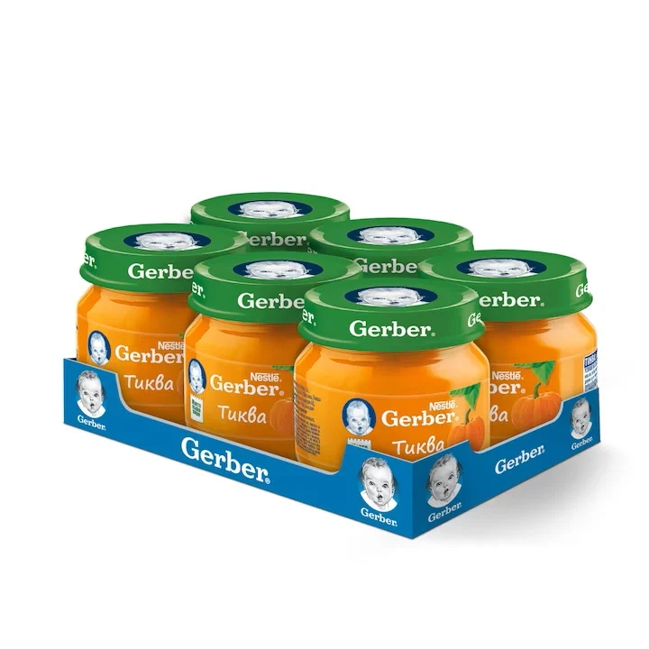 Gerber Пюре от тиква, моето 1-во пюре, 6х80 гр