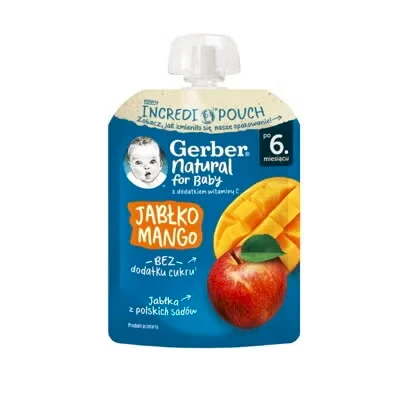 Gerber Natural baby Пюре от манго и ябълка, от 6-ия месец, 80g, пауч