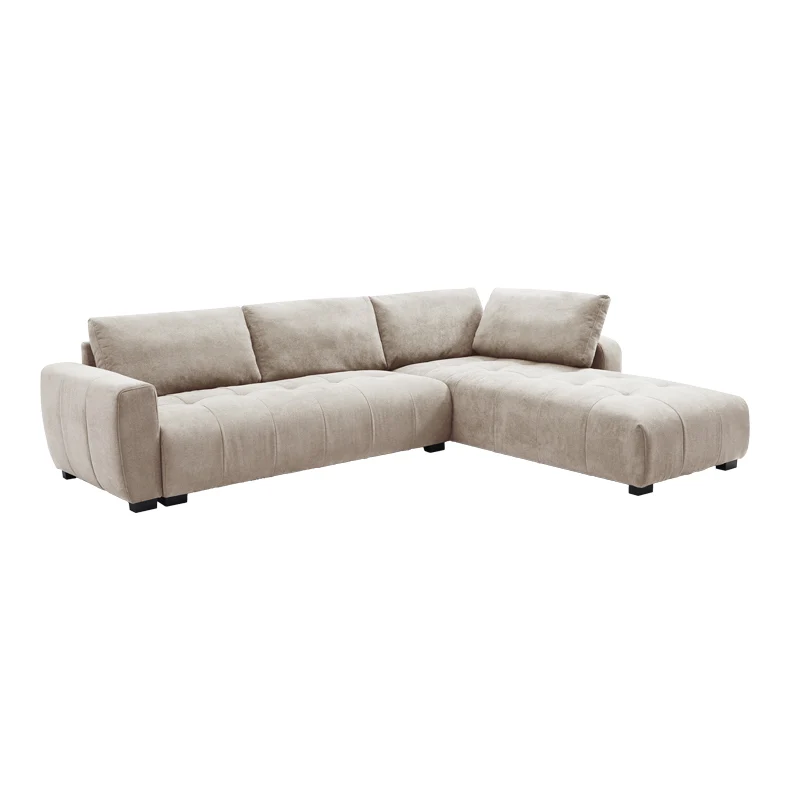 Обръщащ се ъглов диван Gianco с плат в бежов цвят 298x208x85см