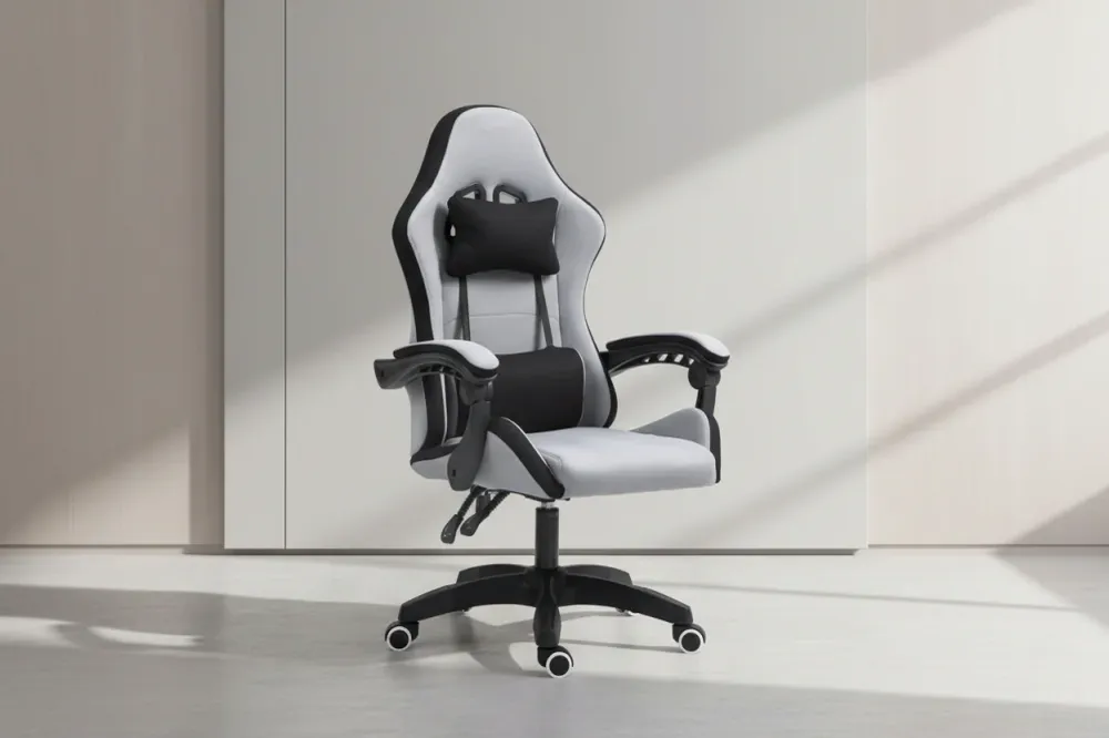 Геймърски офис стол Gline черно-сив плат черен pp 60x59x118cм