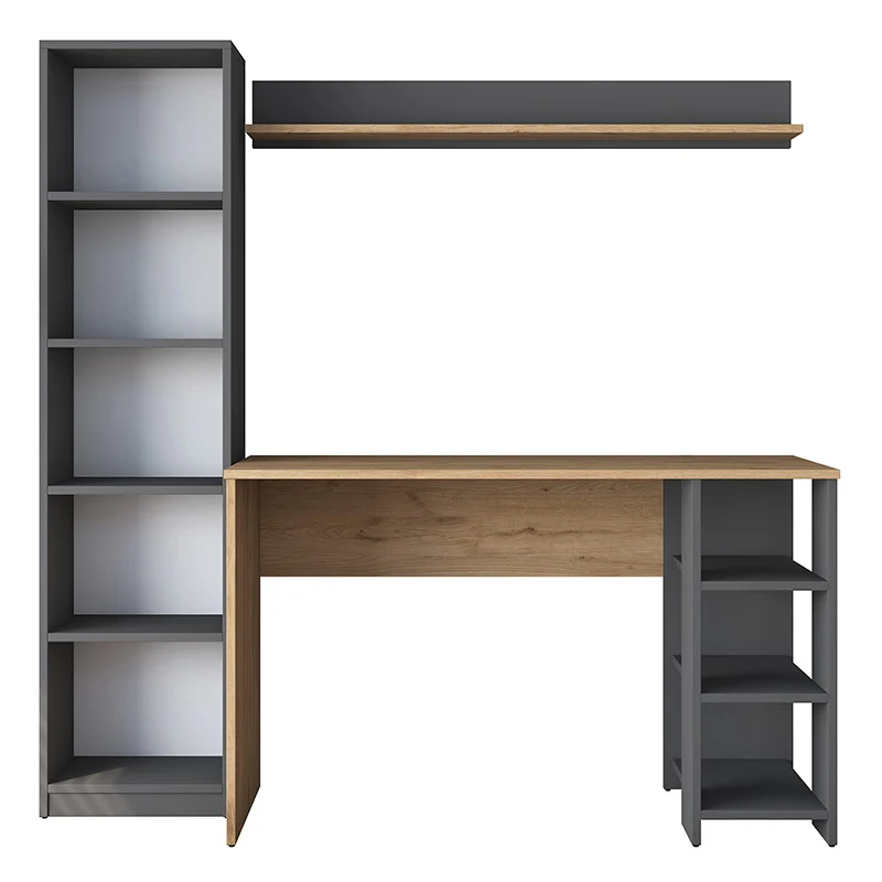 Работно бюро Goldie антрацит-естествен цвят 160x45x161.8cм