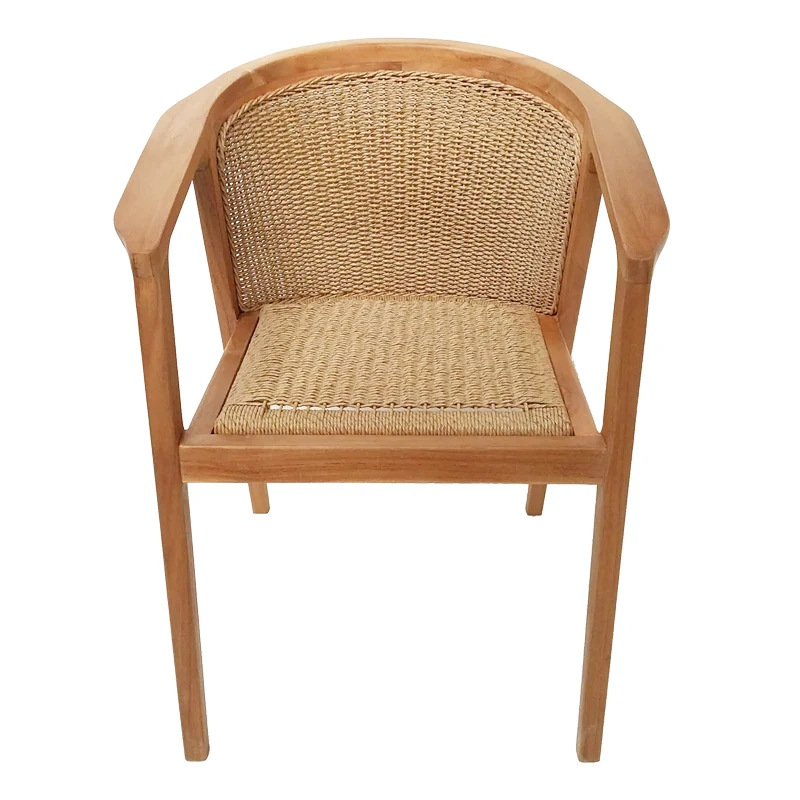 Кресло Granny тиково дърво и синтетично въже в естествен цвят 60x60x82см