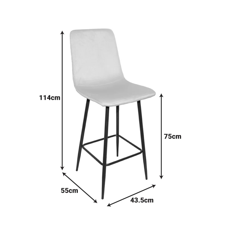 Бар стол GRATO черен плат-черен метален крак 43.5x55x114см