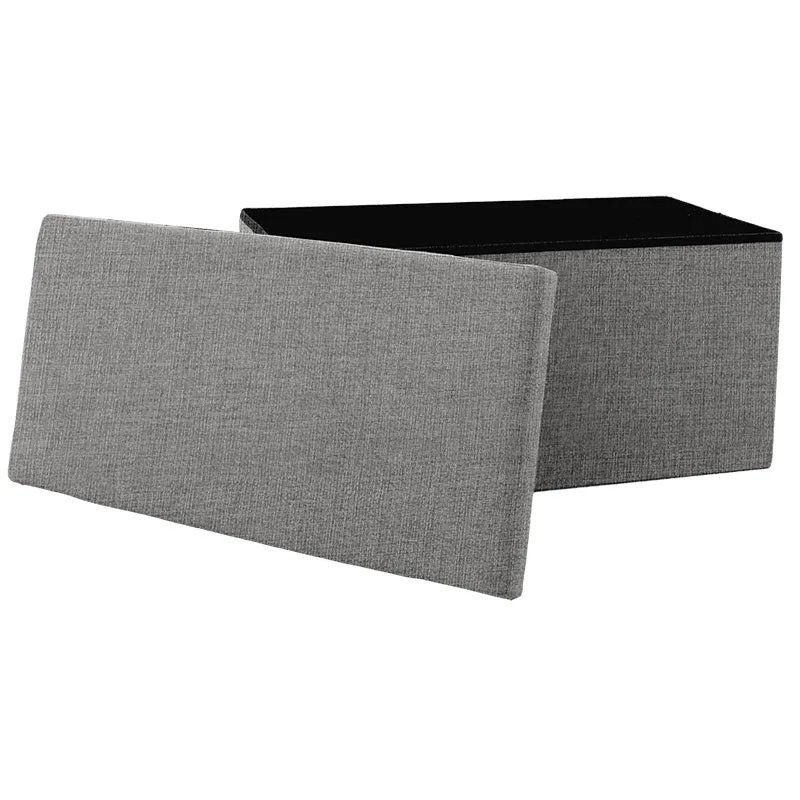 Табуретка-куфар Greatness плат сив 76x38x38см