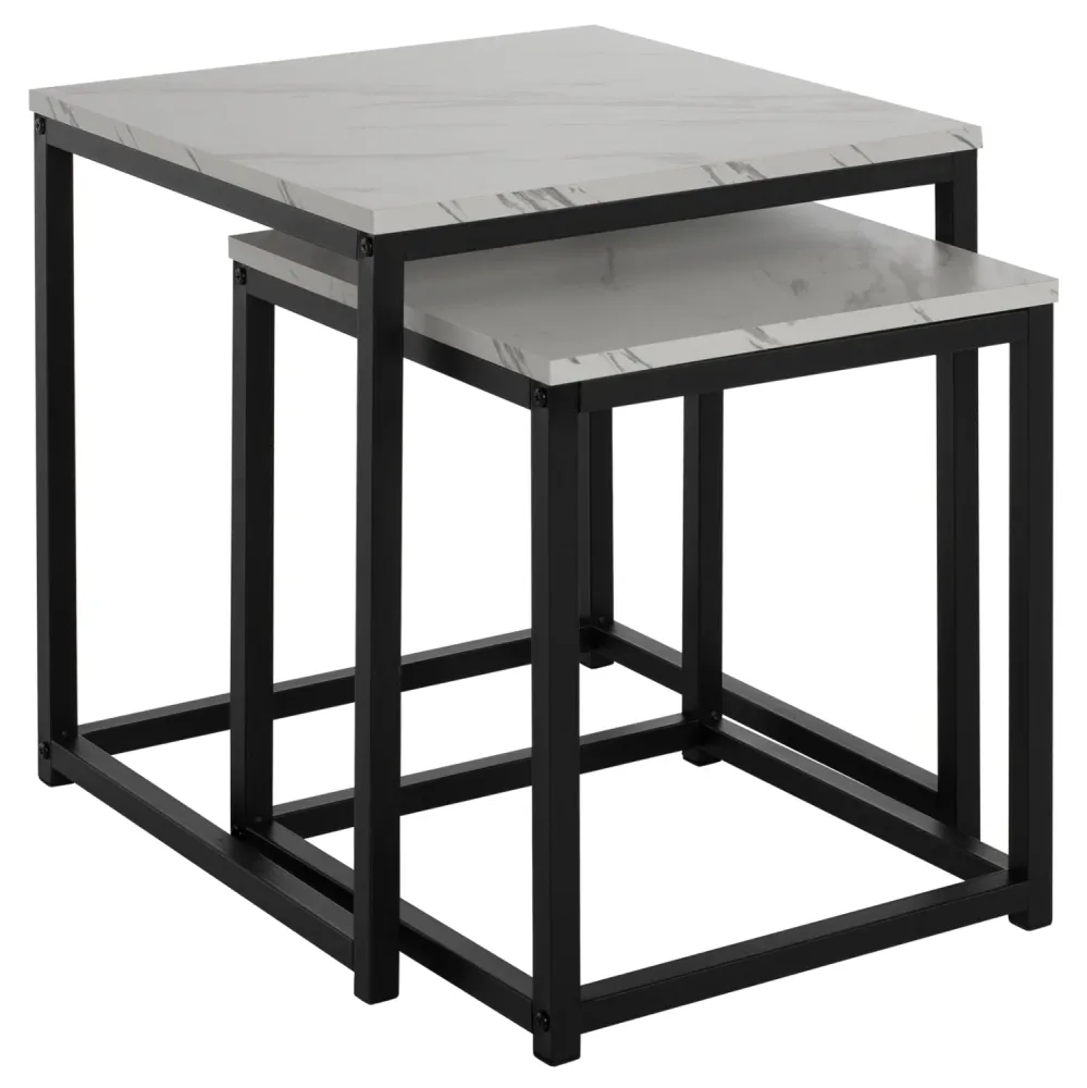 Помощни маси GRELAY цвят черен-бял 45X45X50см. и 37X37X43 см