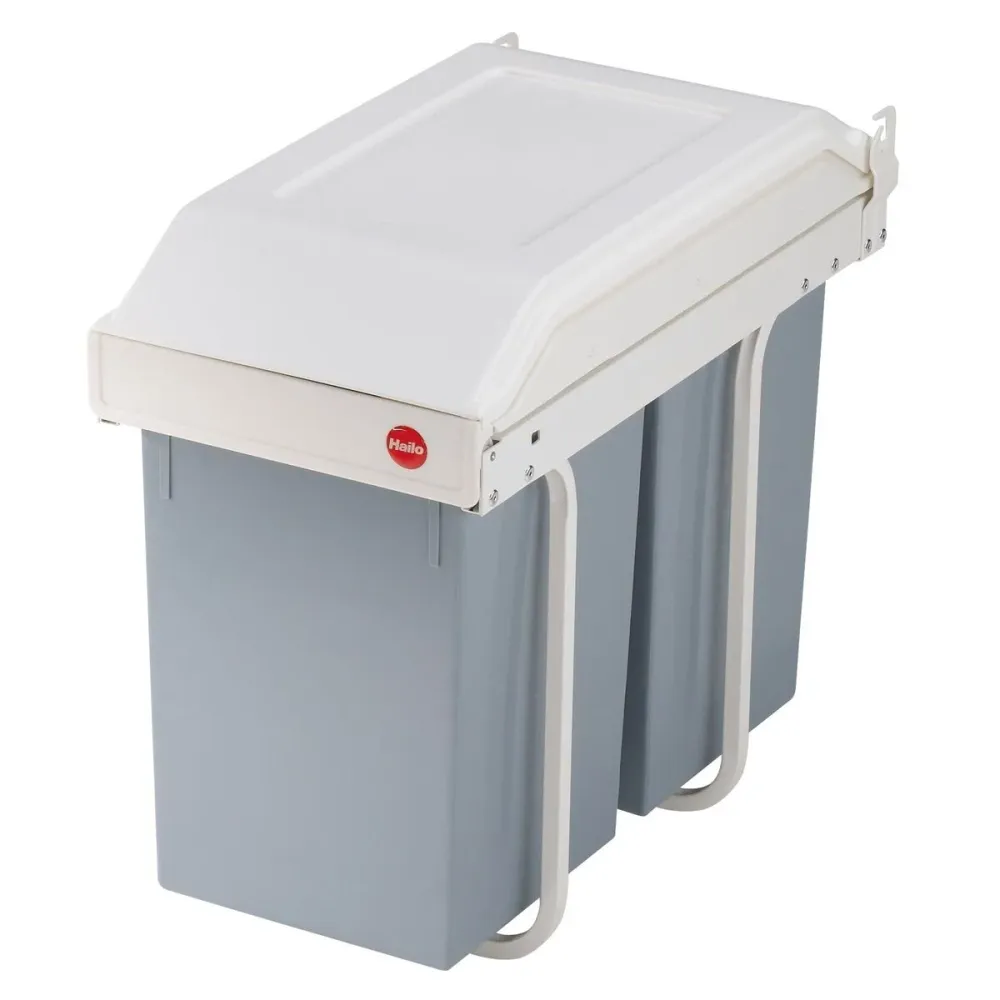 Кошче за боклук Hailo Multi-Box duo L Бял Сив Сметана Стомана Пластмаса 2 чекмеджета 14 L Вграден (2 броя)