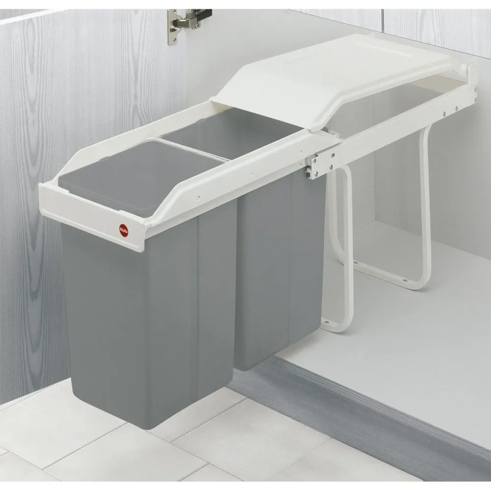 Кошче за боклук Hailo Multi-Box duo L Бял Сив Сметана Стомана Пластмаса 2 чекмеджета 14 L Вграден (2 броя)
