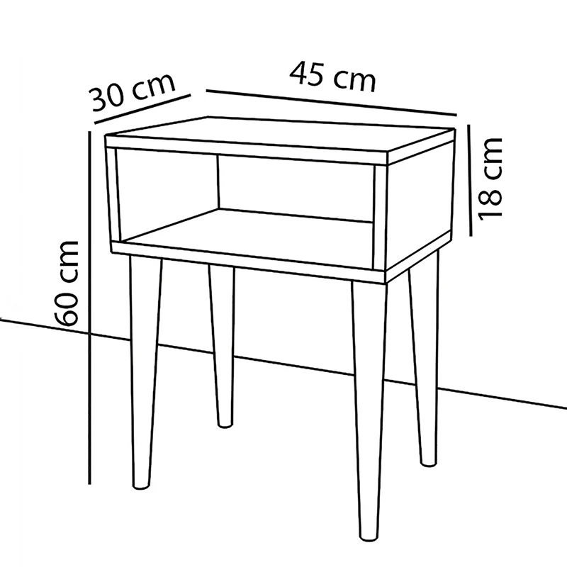 Нощно шкафче Hank орех 45x30x60см