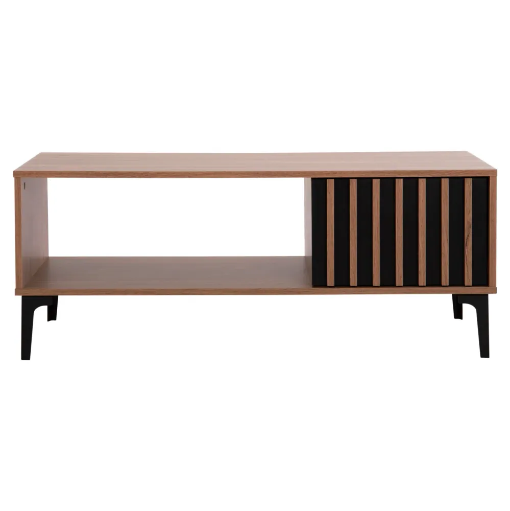 Маса за кафе HARRY меламин натурално дърво - черно 110x60x43.5см