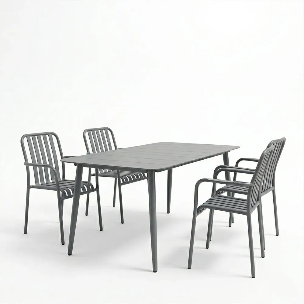 Комплект за хранене HEVEN-VISTA от 5 части антрацит алуминий 150x80x72см