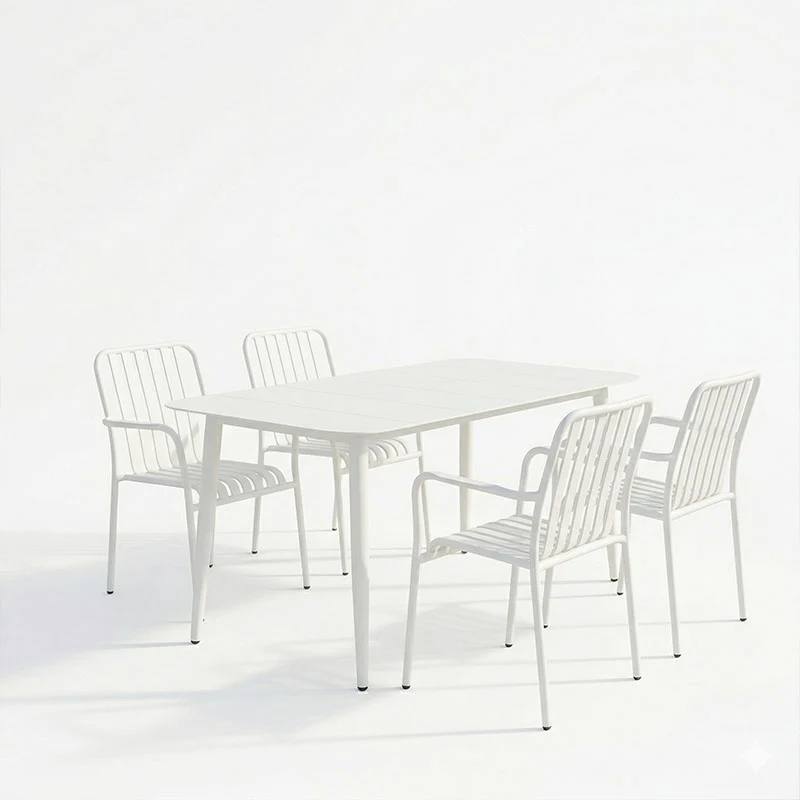 Комплект за хранене HEVEN-VISTA от 5 части, черен алуминий 150x80x72см