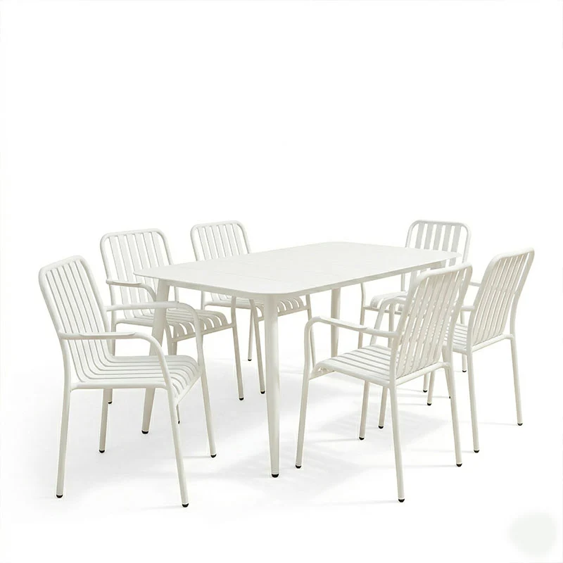 Комплект за хранене HEVEN-VISTA от 7 части, черен алуминий 150x80x72см