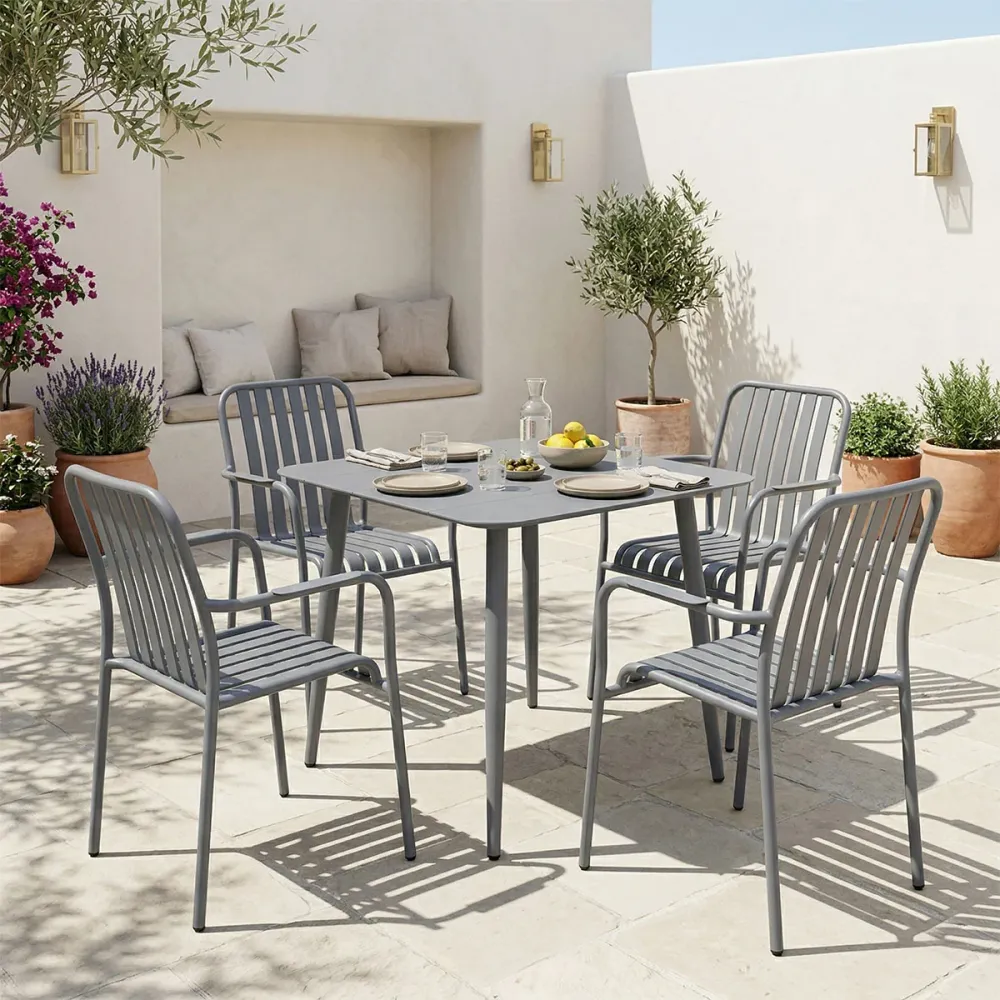 Комплект за хранене HEVEN-VISTA от 5 части антрацит алуминий 80x80x72см
