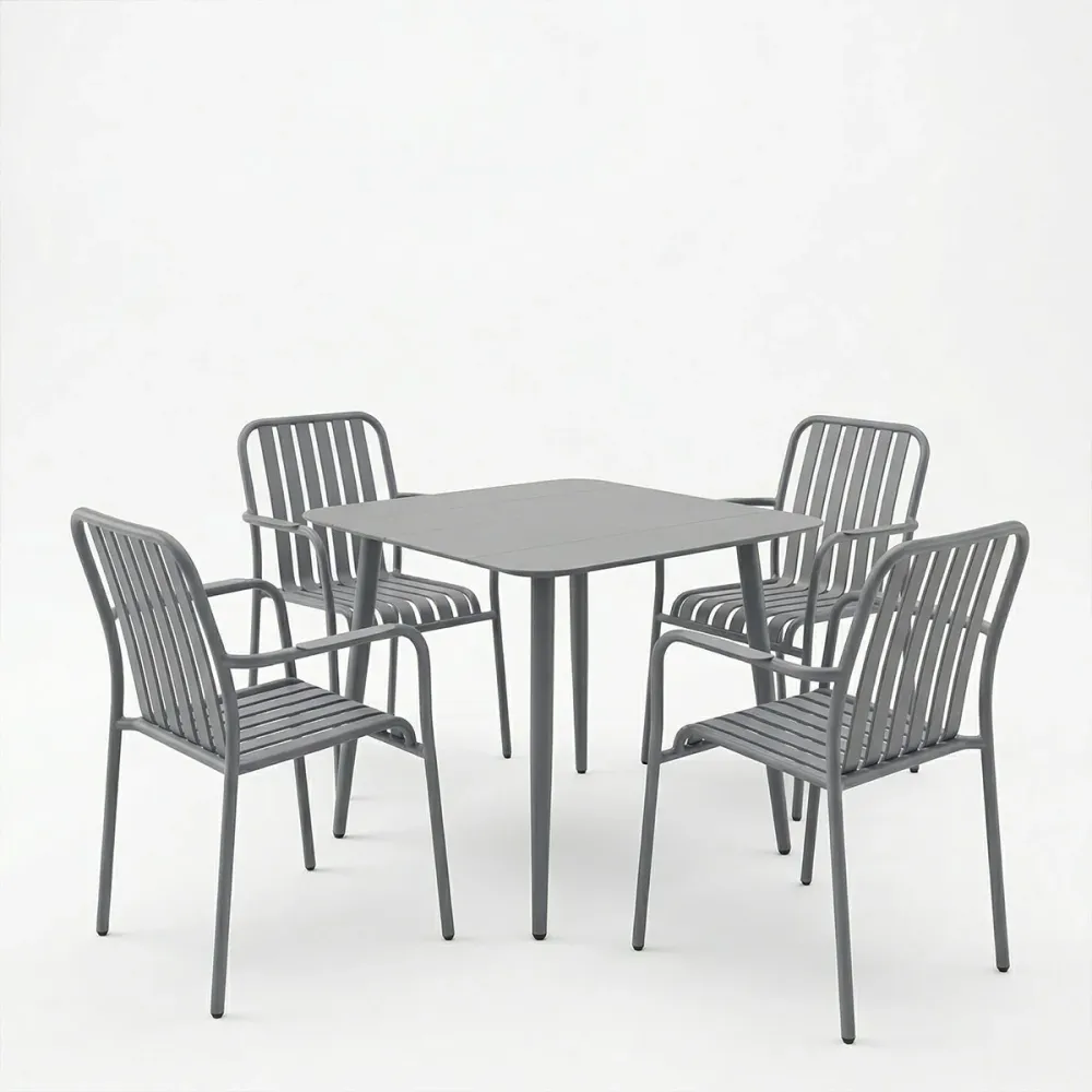 Комплект за хранене HEVEN-VISTA от 5 части антрацит алуминий 80x80x72см