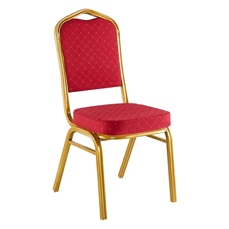 Kонферентен стол HILTON плат червен-метал злато 45x51x96cm/стифиращ /