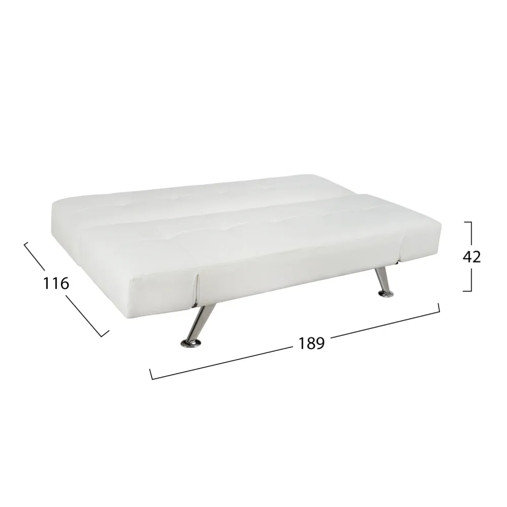 Разтегателен диван Тhom със сгъваеми подлакътници, бял, pu, 189x93x82см