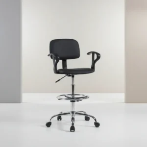 Офис стол Icina ι pu на колелца в черен цвят 58x54x102-123см