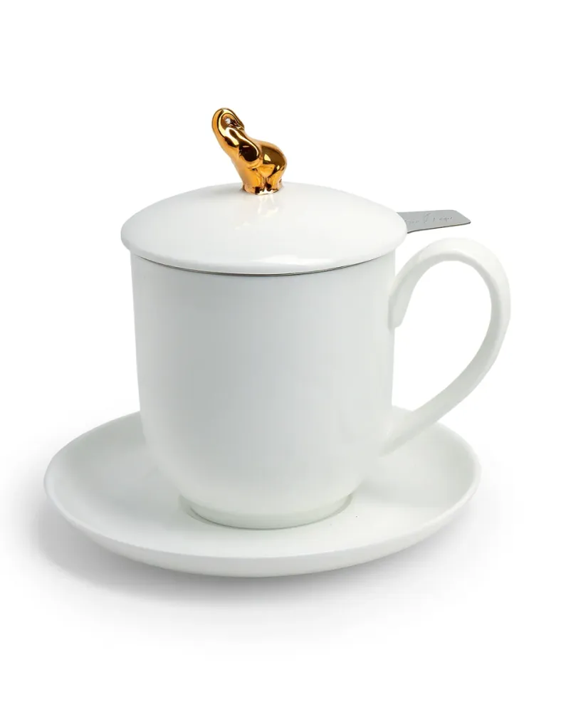 Чаша за чай с цедка Indira Golden elephant 380 мл