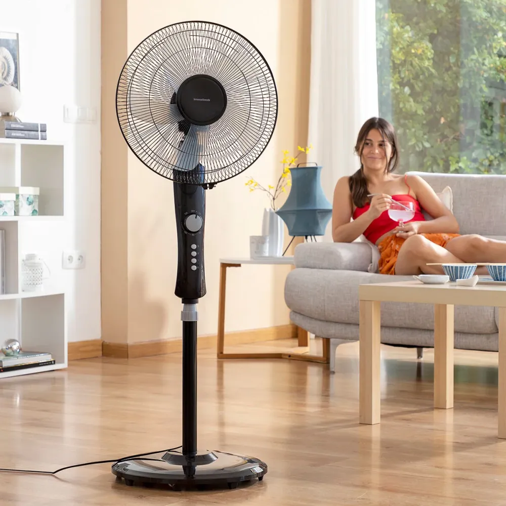 Вентилатор с крака InnovaGoods Breezinn Черен 45 W