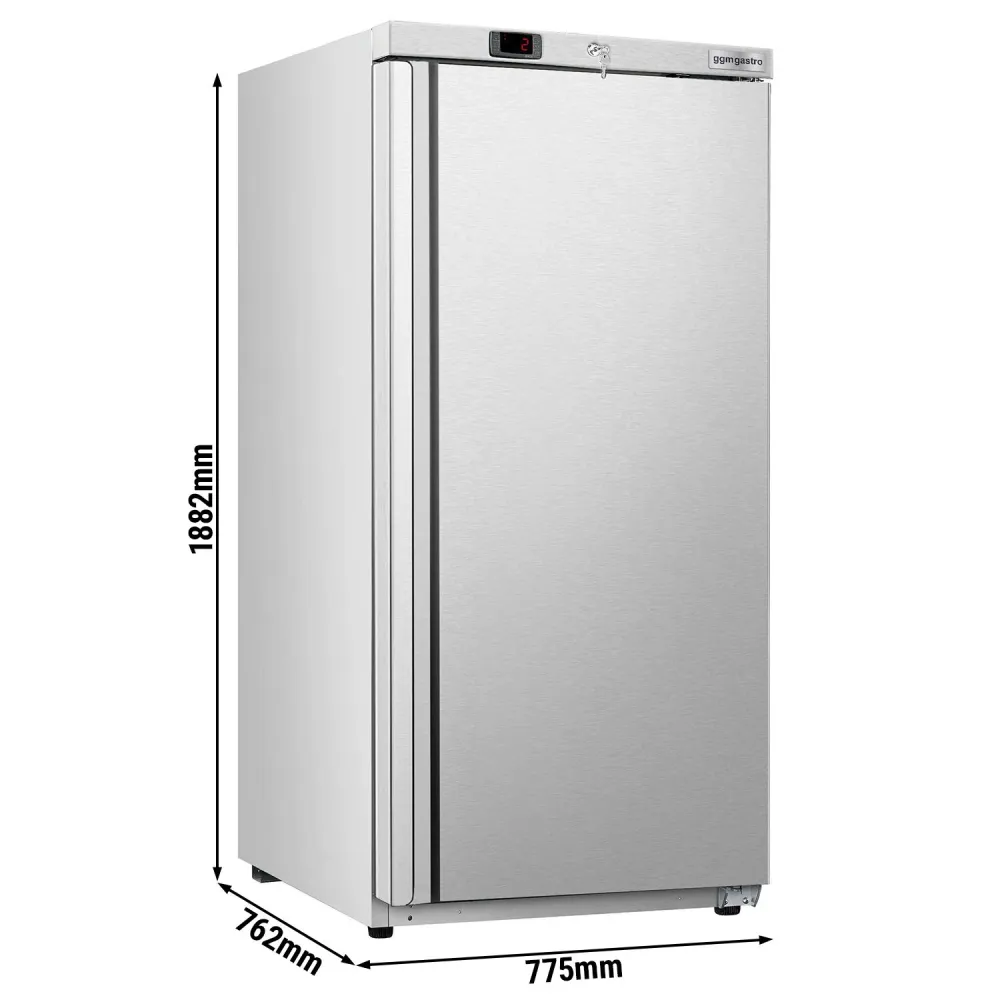 Професионален Витринен хладилник от неръждаема стомана (INOX) ECO - 510l - с 1 стъклена врата и 5 рафта