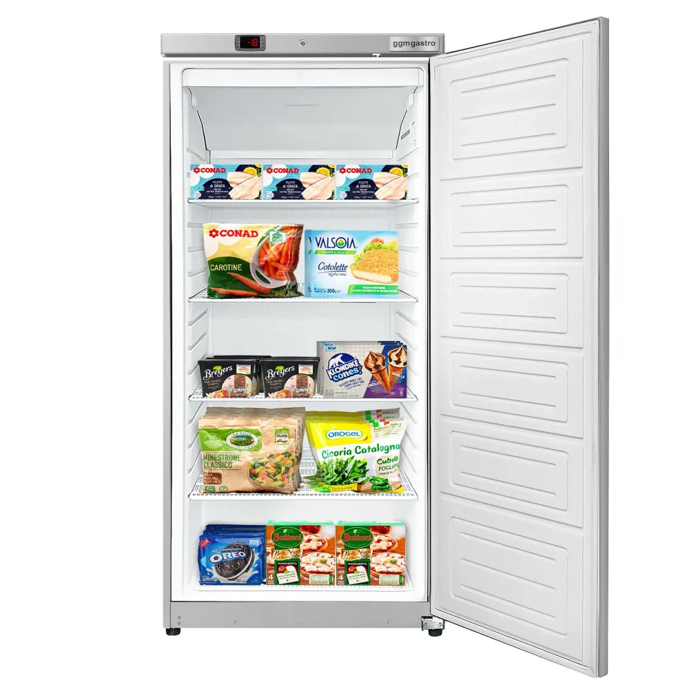 Витринен фризер от неръждаема стомана (INOX) ECO - 510l - с 1 стъклена врата и 5 рафта