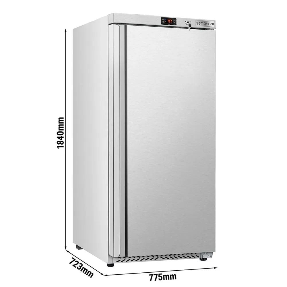 Професионален Витринен хладилник от неръждаема стомана (INOX) ECO - 600l - с 1 стъклена врата и 4 рафта