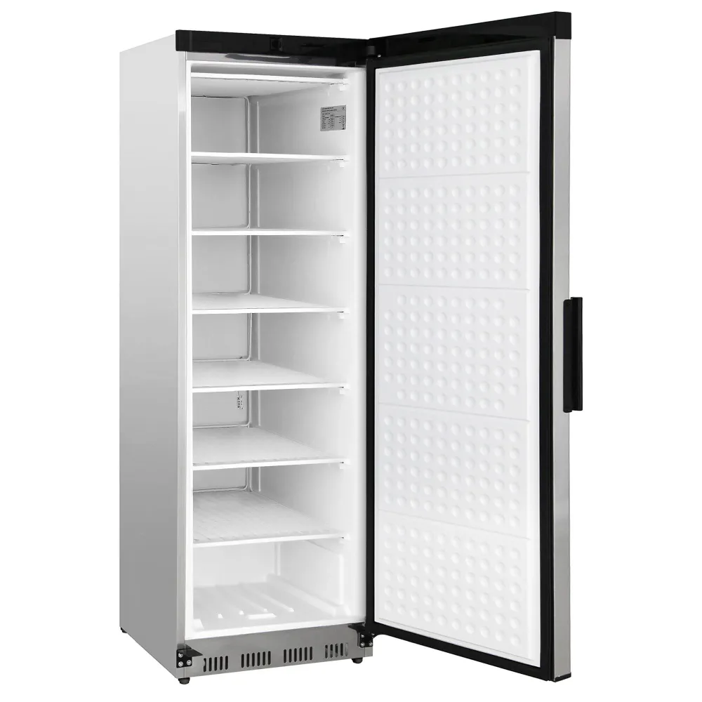Професионален Витринен фризер от неръждаема стомана (INOX) PREMIUM - 258l - с 1 стъклена врата и 4 рафта