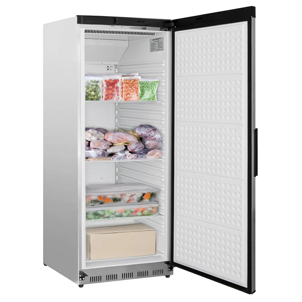 Витринен хладилник от неръждаема стомана (INOX) PREMIUM - 600l - с 1 стъклена врата