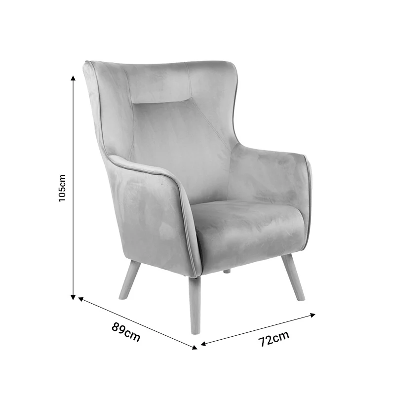 Кресло INSICIVE кадифе дамаска гнила ябълка-естествен крак 72x89x105см