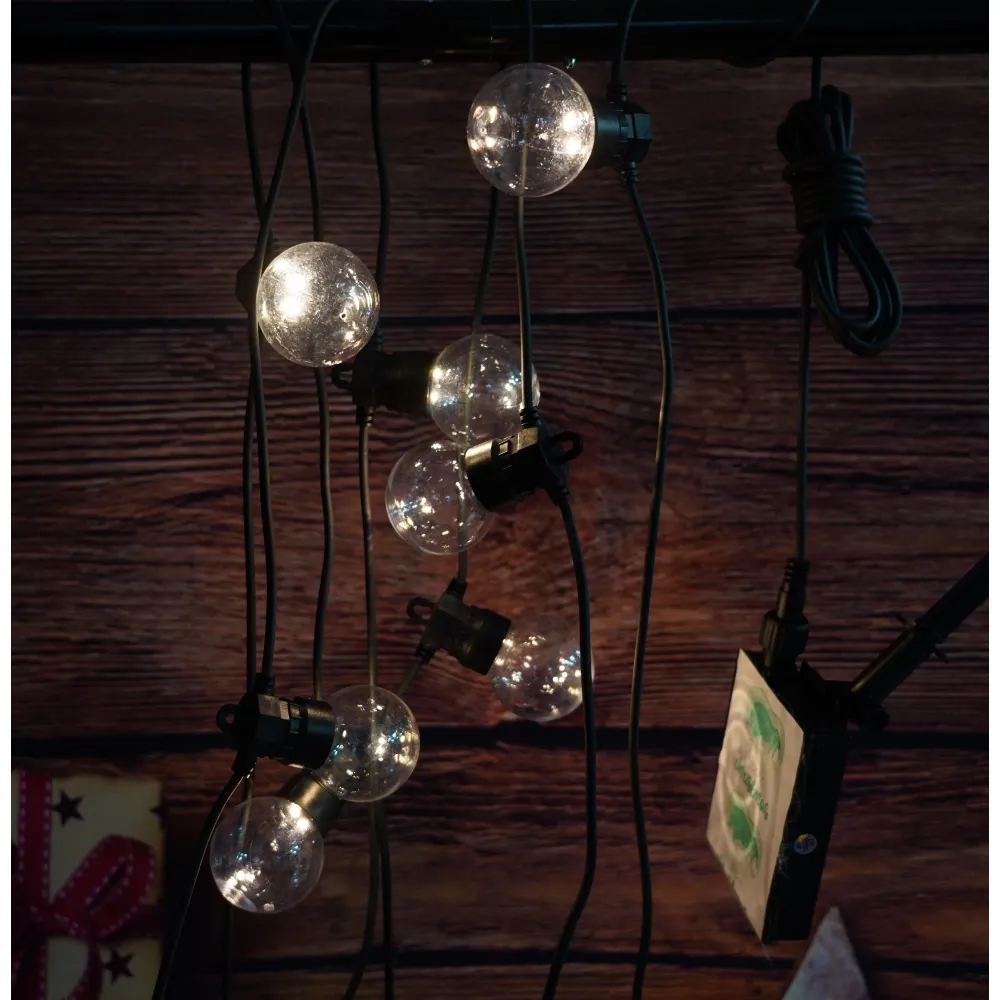 Instalatie Craciun, 10 M, 20 de LED-uri, alb-rece, model cu bulb, liniara, solara interior/exterior, Flippy