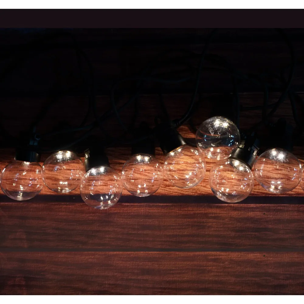 Instalatie Craciun, 10 M, 20 de LED-uri, alb-rece, model cu bulb, liniara, solara interior/exterior, Flippy