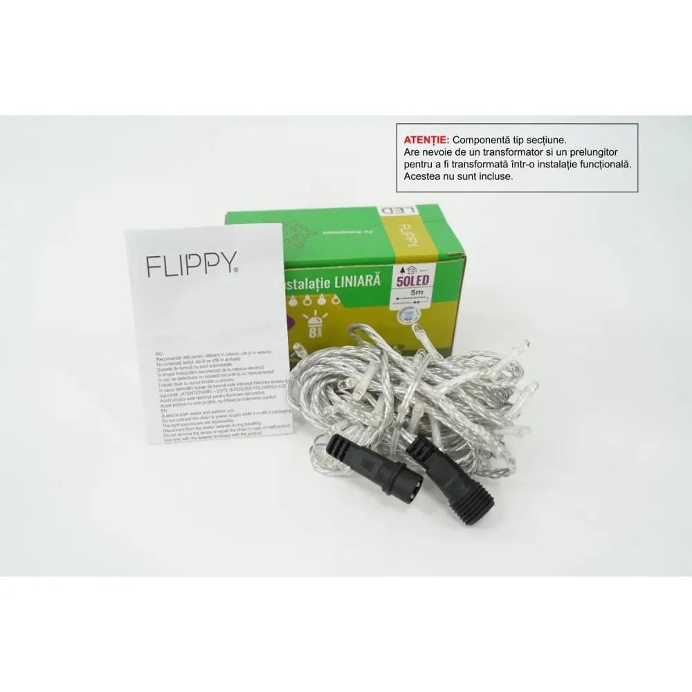 Instalatie de Craciun Tip Liniar, 8 jocuri de lumini, Fir Transparent, 5 m, 50 LED -uri, Rosu-Albastru/Rosu-Verde