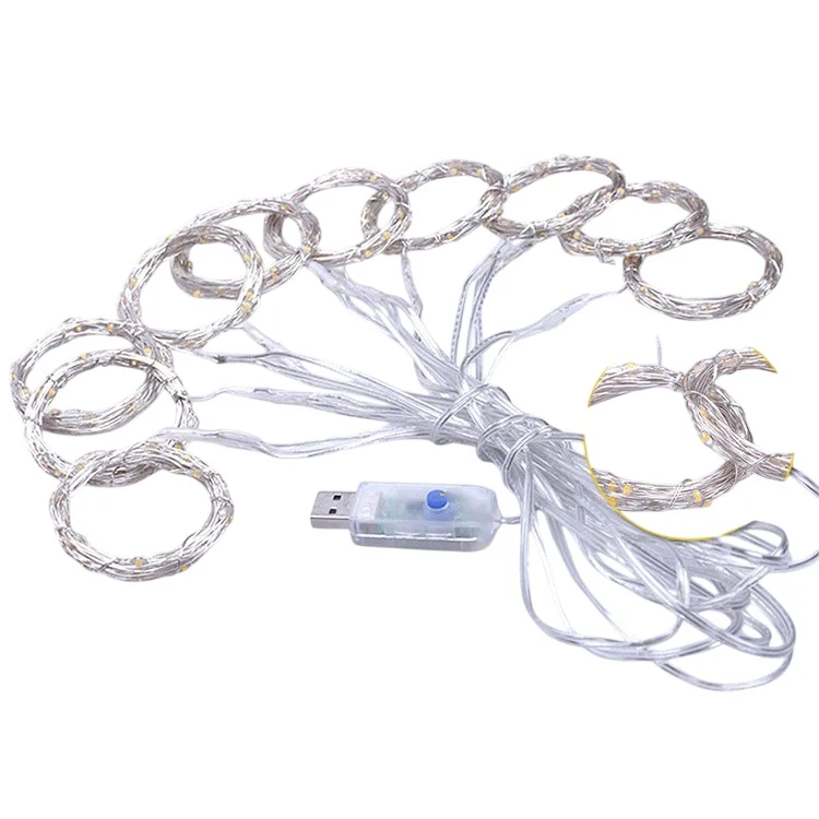 Instalatie de Craciun, Vivimall, Instalatie de Tip Perdea IP44, Alimentare prin Port USB si Telecomanda cu 8 functii, 6m x...