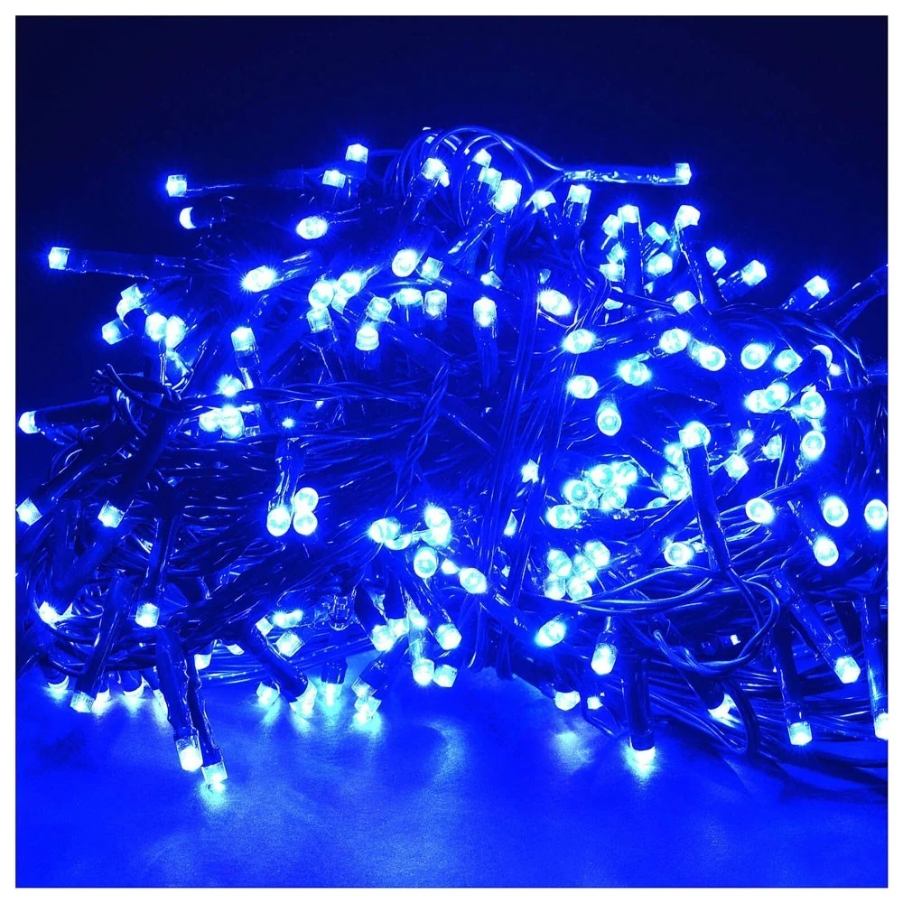Instalatie Solara Craciun Turturi, IP44, 5 m, 143 Led-uri, Perdea Franjurata, Albastru, 8 jocuri de lumini, cu Telecomanda...