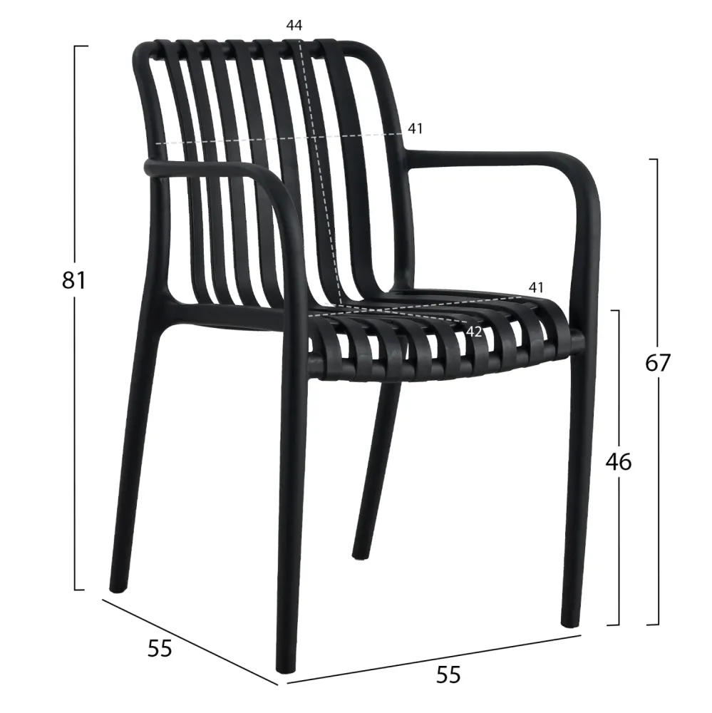 Полипропиленов стол ТIPPYчерен 55x55x81см