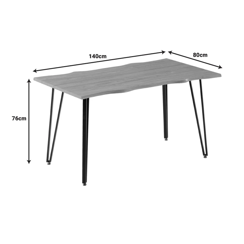 Трапезна маса IZZAC с MDF повърхност в сонома- черни метални крака 140x80x76 см