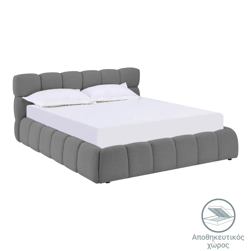 Легло Jeby тапицирано с дамаска в цвят антрацит 160x200см