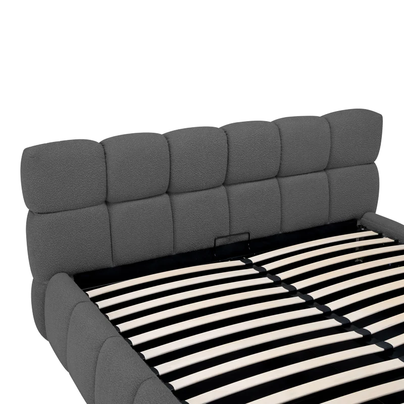 Легло Jeby тапицирано с дамаска в цвят антрацит 160x200см