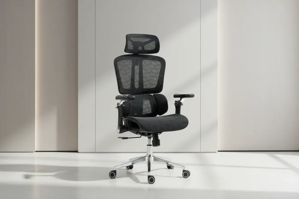 Работен стол мениджър Jeffer мрежа в черен цвят 67x62x115-125см