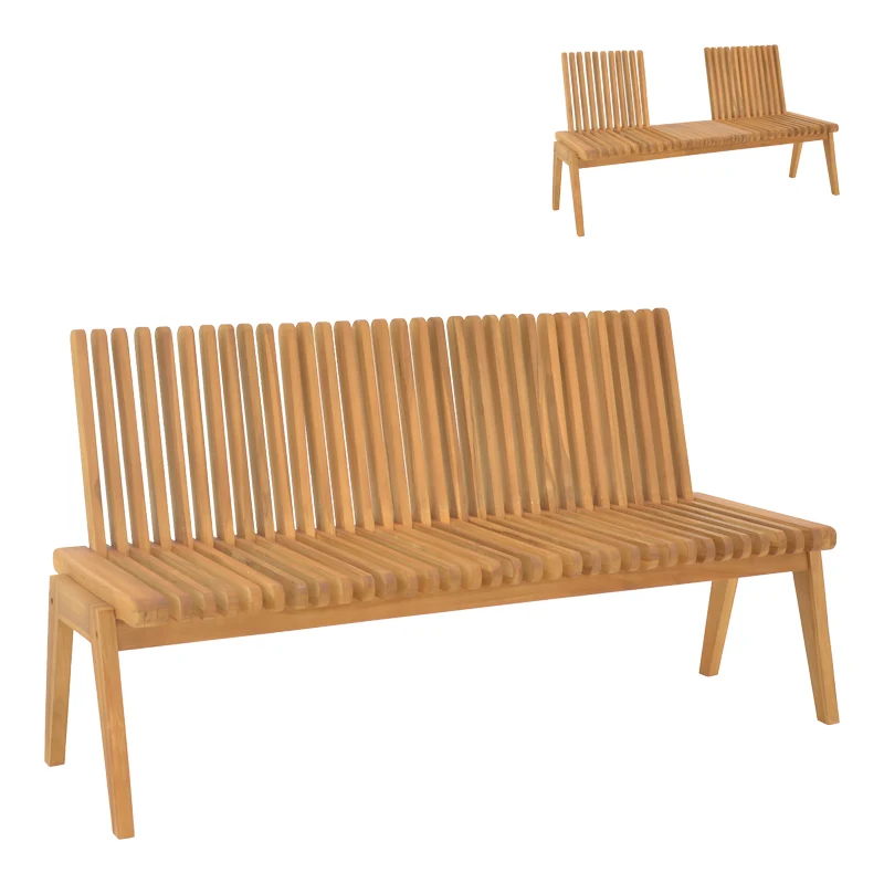 Диван-пейка Jey тиково дърво в естествен нюанс 150x57.5x80см