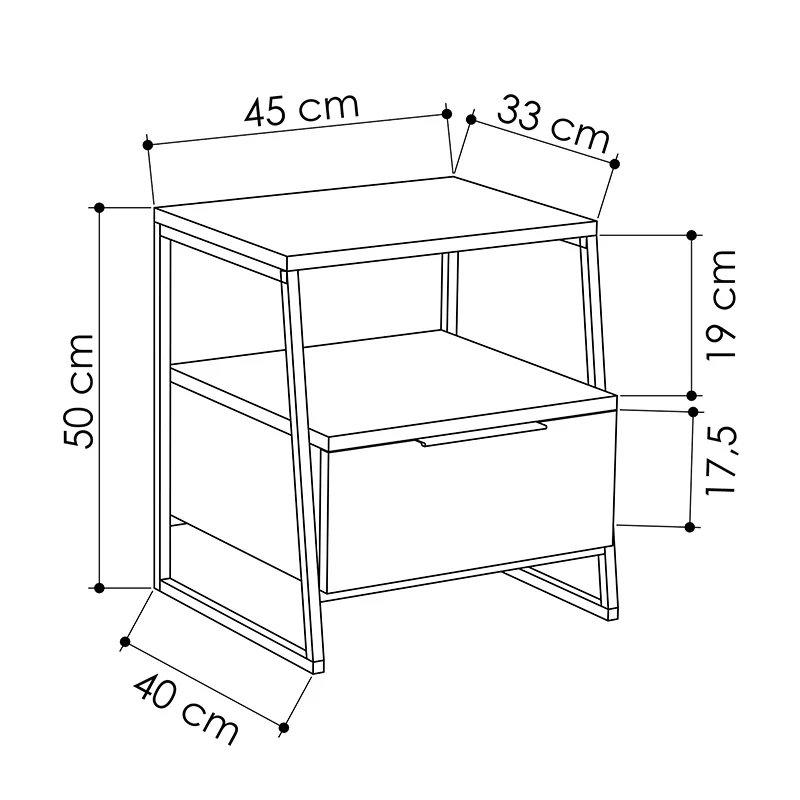 Нощно шкафче Johana черен дъб 45x40x50см