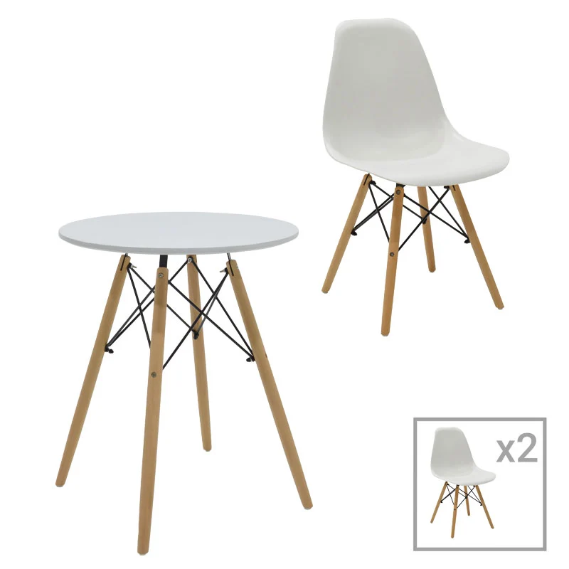 Комплект трапезна маса Julita от 3 части MDF в бял цвят D60x73см