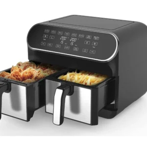 Фритюрник с горещ въздух JUST PERFECTO JP 1980 JL10 , 1700W, 8 литра, 8 програми, Две кошници, Черен/инокс