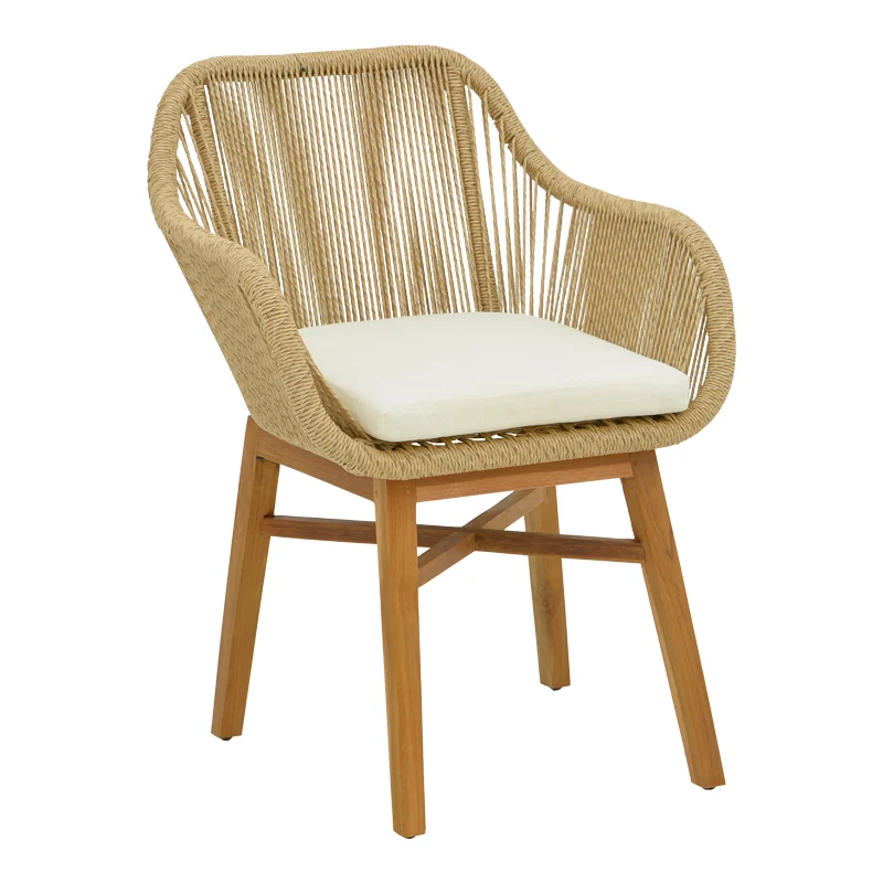 Трапезен комплект Kalie-Wooly 7 бр в естествено-бежов нюанс с маса 220x90x75см