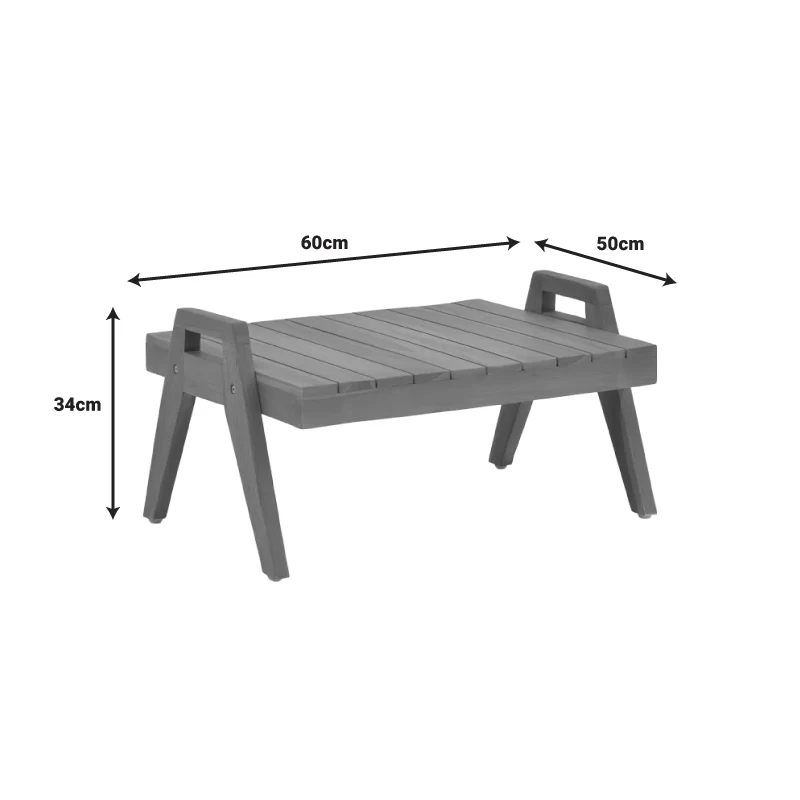 Маса за шезлонги Kally d, тиково дърво в естествен нюанс 66x49,5x34см