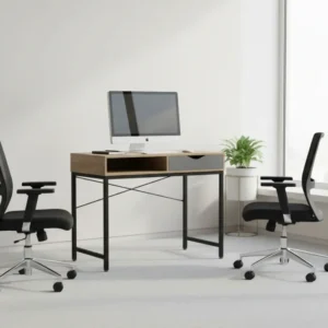 Офис бюро Kama в цвят сонома-сив с черни метални крака 95x48x76см