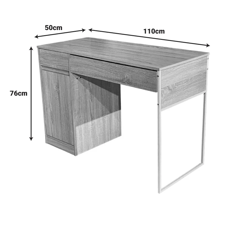 Офис бюро Kantor в естествен нюанс с бял метален крак 110x50x76см