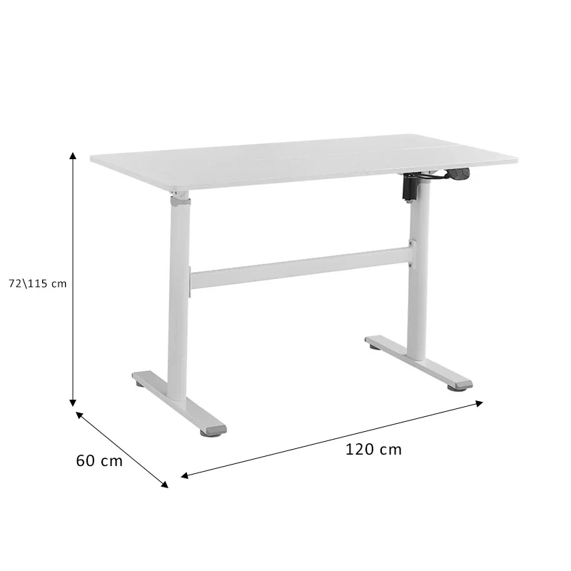 Работно бюро с регулируема височина Karla бяло 120x60x72/115см